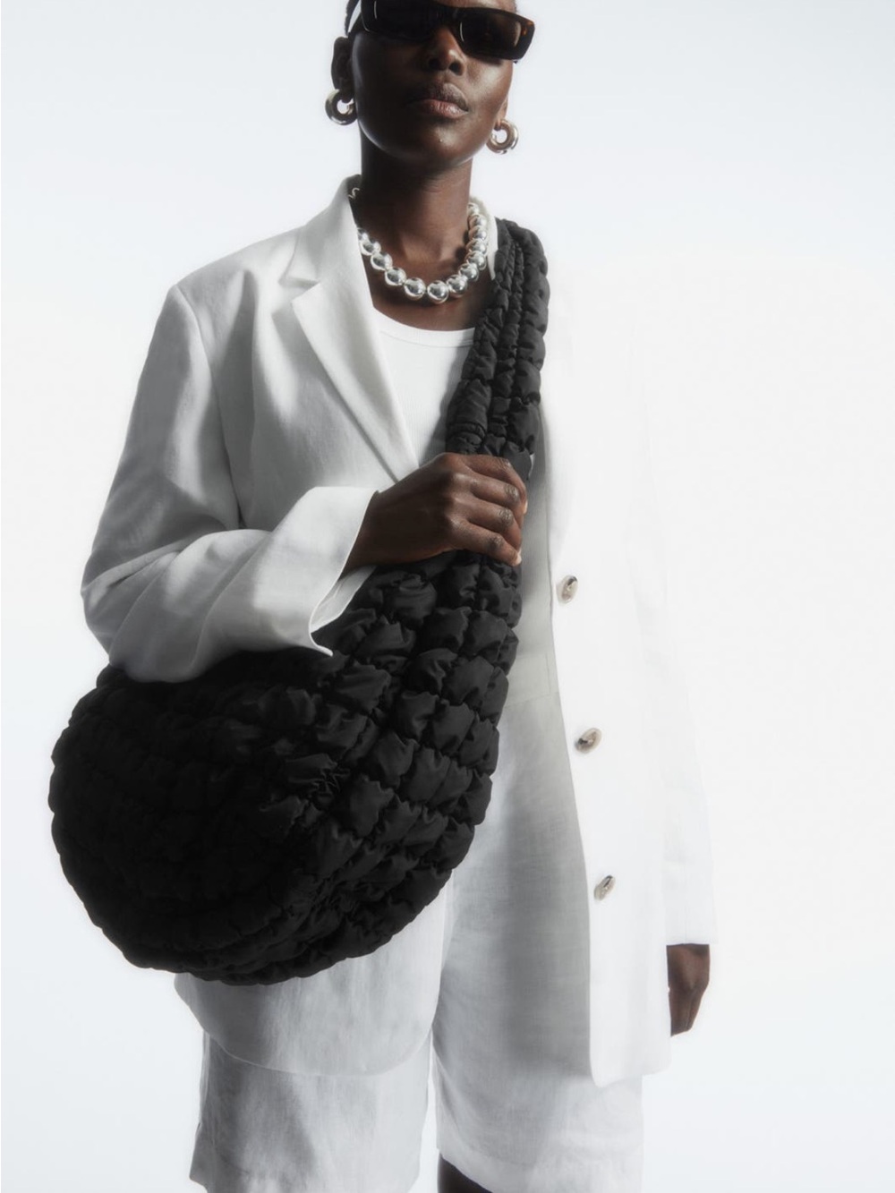 COS Black Quilted Braided Crossbody Bag